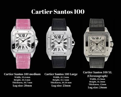 ' cartier santos 100 watches|cartier santos size chart.